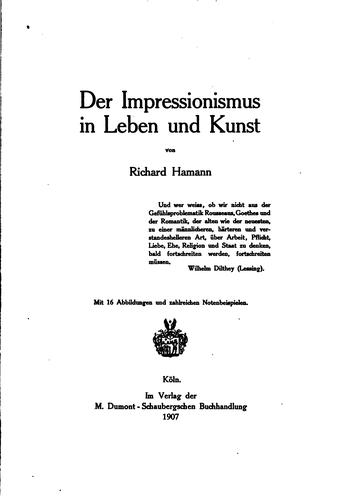 Der Impressionismus in Leben und Kunst