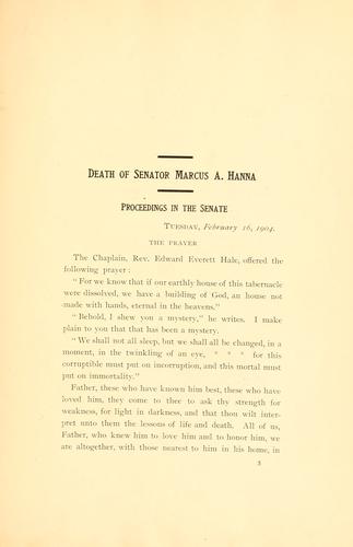 Marcus A. Hanna (late a senator from Ohio)