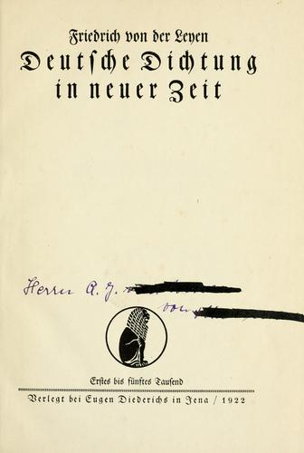 Deutsche Dichtung in neuer Zeit
