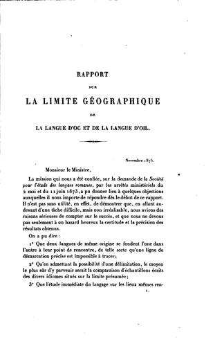 Étude sur la limite géographique de la langue d'oc et de la langue d'oil