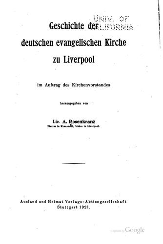 Geschichte der Deutschen Evangelischen Kirche zu Liverpool