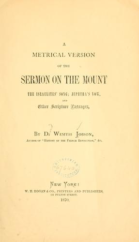 A metrical version of the Sermon on the Mount