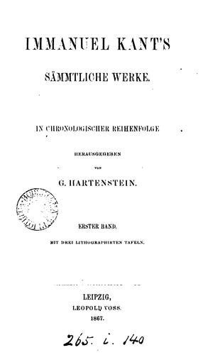 Immanuel Kant's sämmtliche Werke