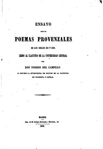 Ensayo sobre los poemas provenzales de los siglos XII y XIII