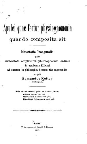 Apulei quae fertur Physiognomonia quando composita sit . .