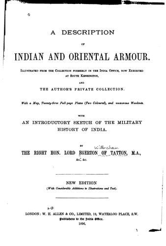 A description of Indian and Oriental armour