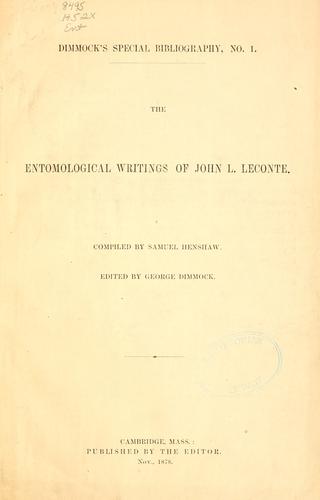 The entomological writings of John L. Leconte