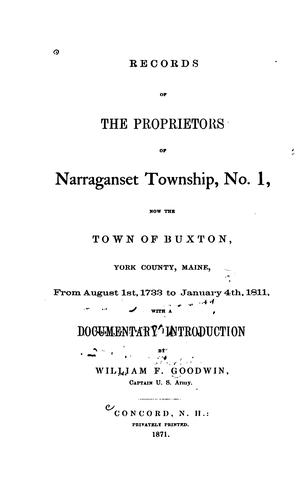 Records of the proprietors of Narraganset township, no. 1