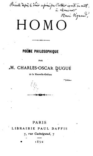 Homo, poëme philosphique