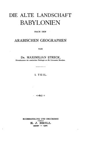 Die alte landschaft Babylonien nach den arabischen geographen