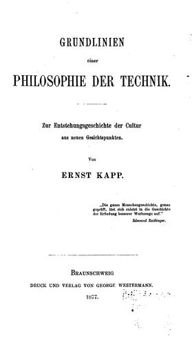 Grundlinien einer Philosophie der Technik