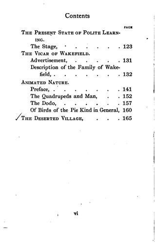 Selections from "The citizen of the world" and other essays, "Animated nature,"  "The vicar of Wakefield" with "The deserted village."