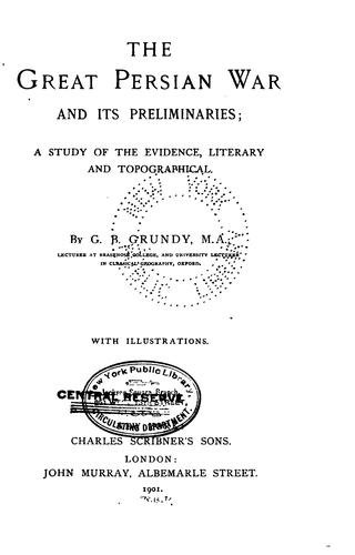 The great Persian War and its preliminaries