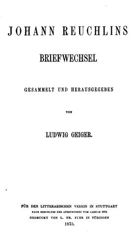 Johann Reuchlins Briefwechsel