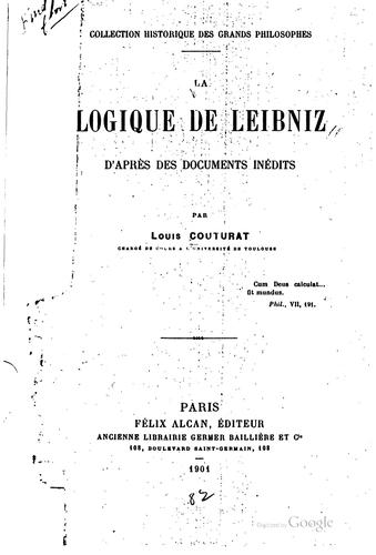 La logique de Leibniz d'après des documents inédits