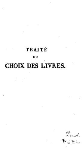Traité du choix des livres