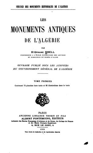 Les monuments antiques de l'Algérie
