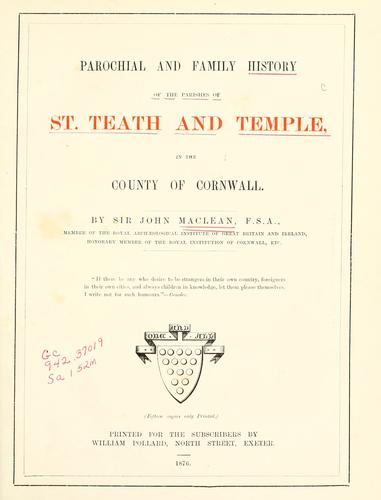 Parochial and family history of the parishes of St. Teath and Temple