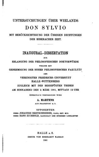 Untersuchungen über Wieland's Don Sylvio