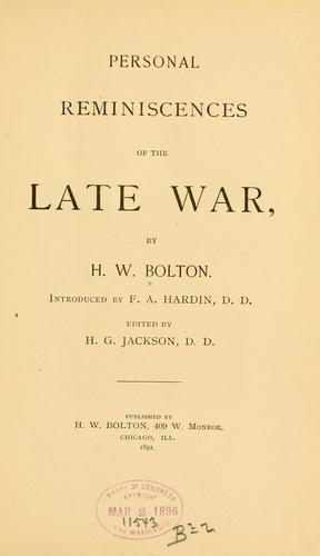 Personal reminiscences of the late war