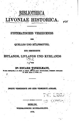 Bibliotheca Livoniae historica