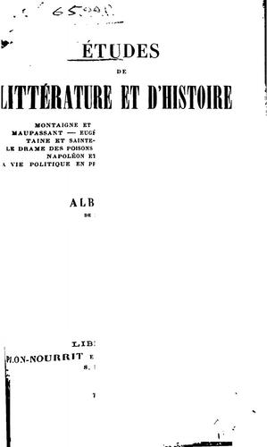 Études de littérature et d'histoire