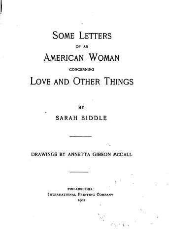 Some letters of an American woman concerning love and other things