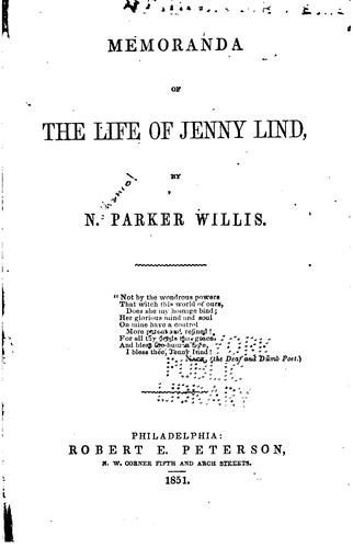 Memoranda of the life of Jenny Lind