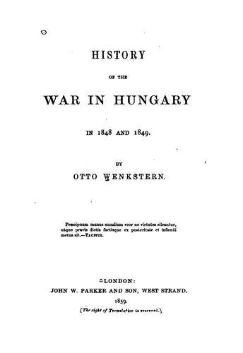 History of the war in Hungary in 1848 and 1849