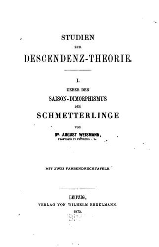 Studien zur Descendenz-Theorie