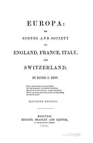 Europa: or, Scenes and society in England, France, Italy, and Switzerland
