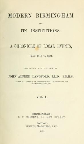 Modern Birmingham and its institutions