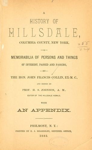 A history of Hillsdale, Columbia County, New York