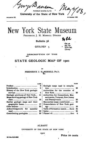 Description of the state geologic map of 1901