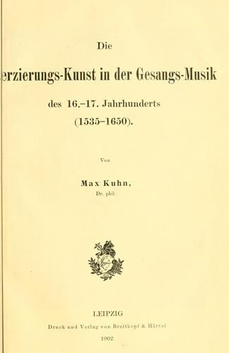 Die Verzierungs-Kunst in der Gesangs-Musik des 16.-17. Jahrhunderts (1535-1650)