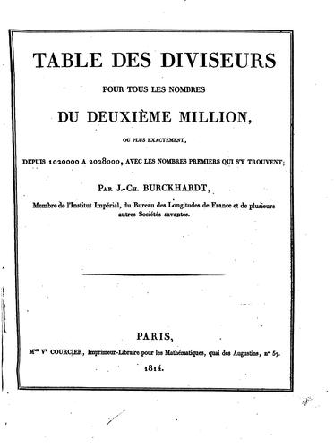 Table des diviseurs pour tous les nombres du deuxième million