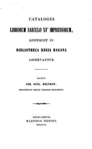 Catalogus librorum saeculo XV impressorum
