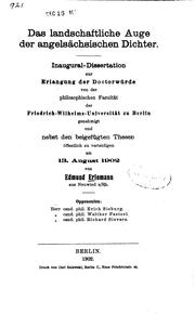 Das landschaftliche Auge der angelsächsischen Dichter ..
