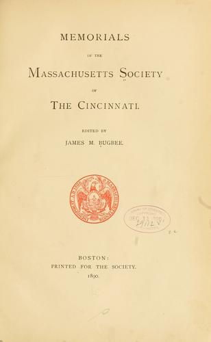 Memorials of the Massachusetts Society of the Cincinnati