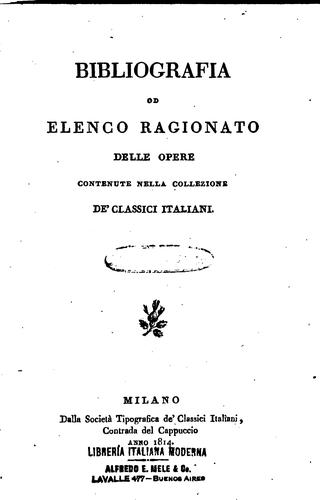 Bibliografia od elenco ragionato delle opere contenute nella collezione de'Classici italiani
