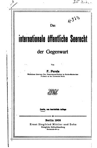 Das internationale öffentliche Seerecht der Gegenwart