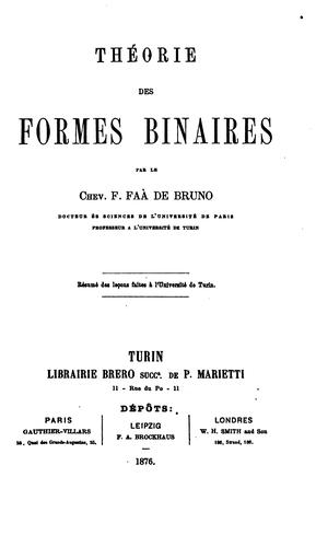 Théorie des formes binaires