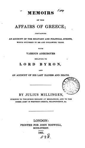 Memoirs of the affairs of Greece