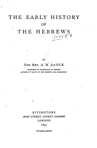The early history of the Hebrews