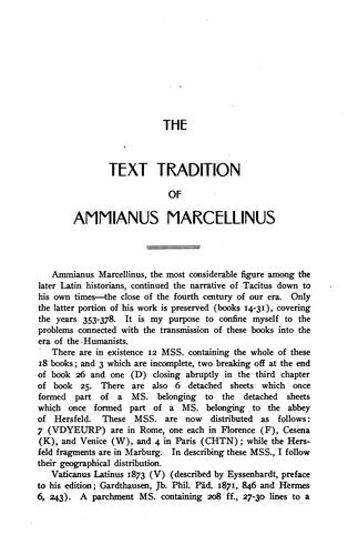 The text tradition of Ammianus Marcellinus