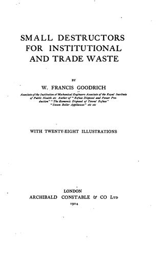 Small destructors for institutional and trade waste