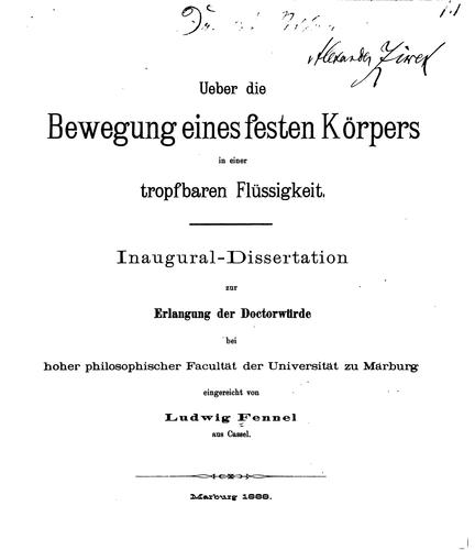 Ueber die Bewegung eines festen Körpers in einer tropfbaren Flüssigkeit ..
