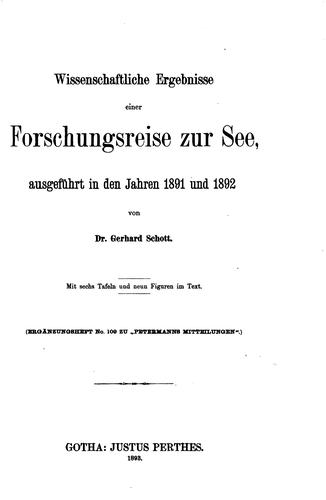 Wissenschaftliche Ergebnisse einer Forschungsreise zur See