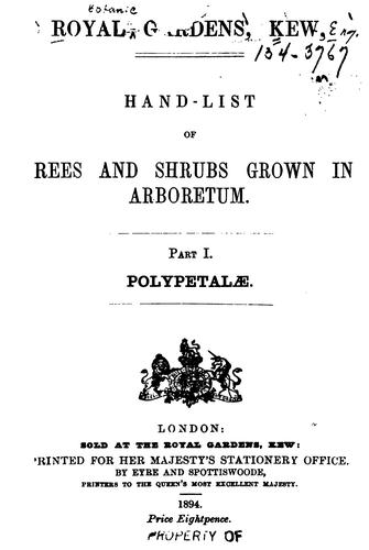 Hand-list of trees and shrubs