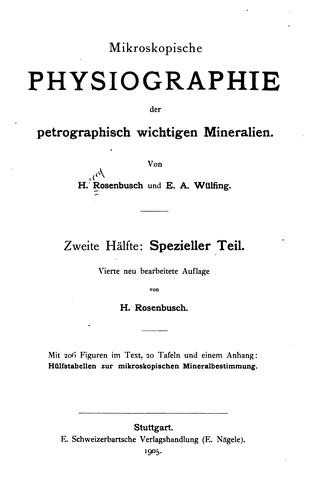 Mikroskopische Physiographie der Mineralien und Gesteine